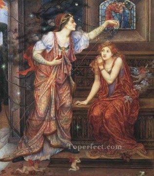  ly Oil Painting - Queen Eleanor and Fair Rosamund Pre Raphaelite Evelyn De Morgan